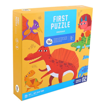 Colorful dinosaur puzzle for kids, promoting fun and learning at home.