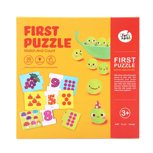 Colorful Match and Count puzzle for kids to learn numbers and shapes at home.