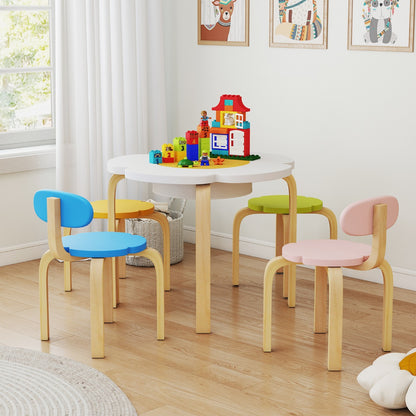 Flower-shaped Children Table Set with 2 Colorful Chairs and Stools-Multicolour