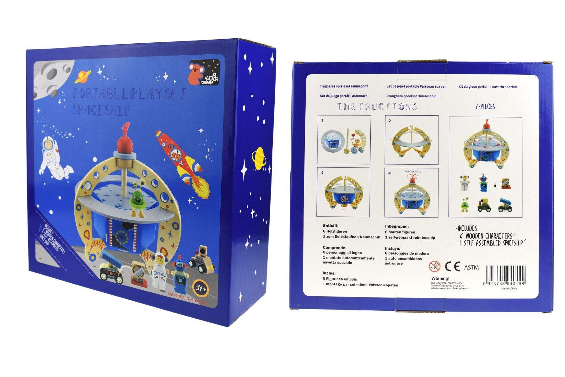 Wooden flying saucer toy set for imaginative play and motor skill development at home.