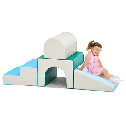 Colorful soft foam climb and crawl set for toddlers, perfect for indoor play.