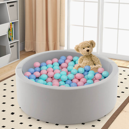 Colorful foam ball pit playpen with 200 balls for childrens playful indoor fun.