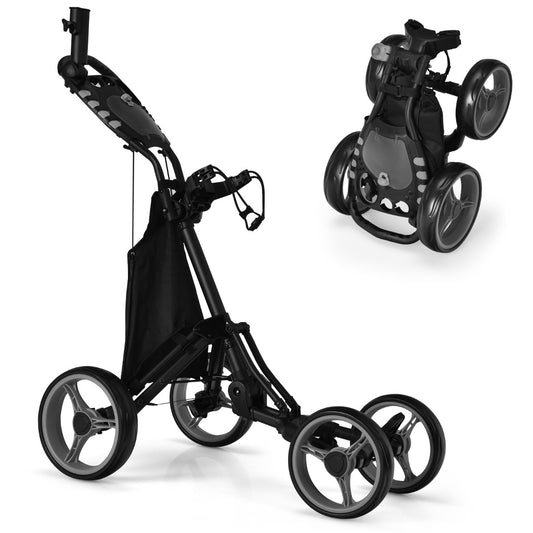 4 Wheel Golf Push Cart | Aluminum Frame Cooler Storage Grey