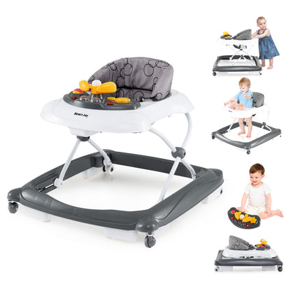 Adjustable Baby Walker | Music Tray & Lights | Grey Foldable