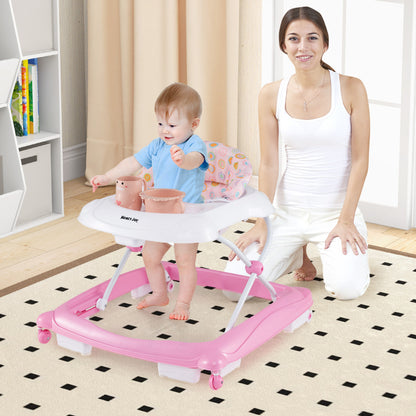 Foldable Baby Walker Toddler Activity Center Push Walker-Pink