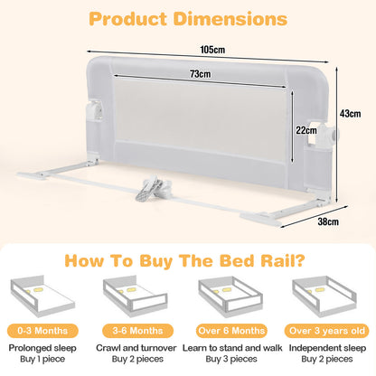 Foldable White Toddler Bed Rail | Oxford Fabric Cover Mesh