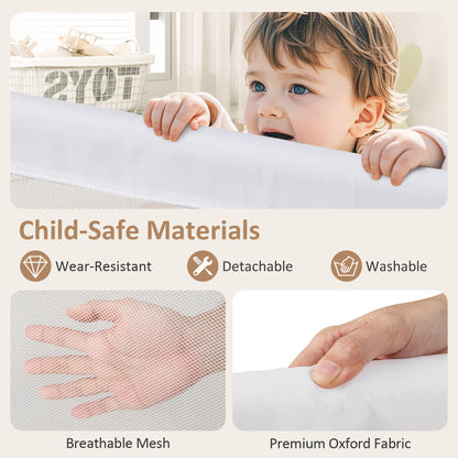 Foldable White Toddler Bed Rail | Oxford Fabric Cover Mesh