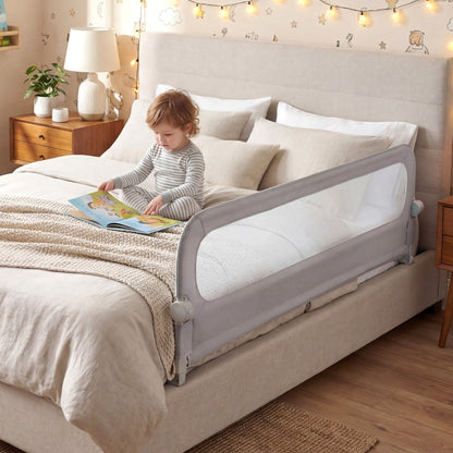Foldable Bed Rail | Oxford Fabric Cover | U-Shaped Base Grey M