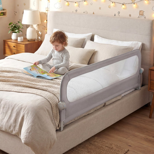 Foldable Bed Rail | Oxford Fabric Cover | U-Shaped Base Grey M