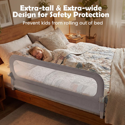 Foldable Bed Rail | Oxford Fabric Cover | U-Shaped Base Grey M