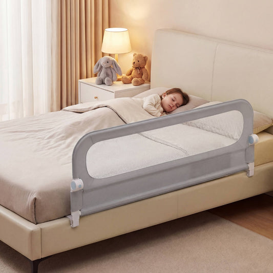 Foldable Bed Rail | Oxford Fabric Cover | U-Shaped Base | Grey