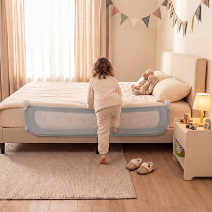 Foldable Bed Rail | Oxford Fabric Cover | U-Shaped Base | Grey
