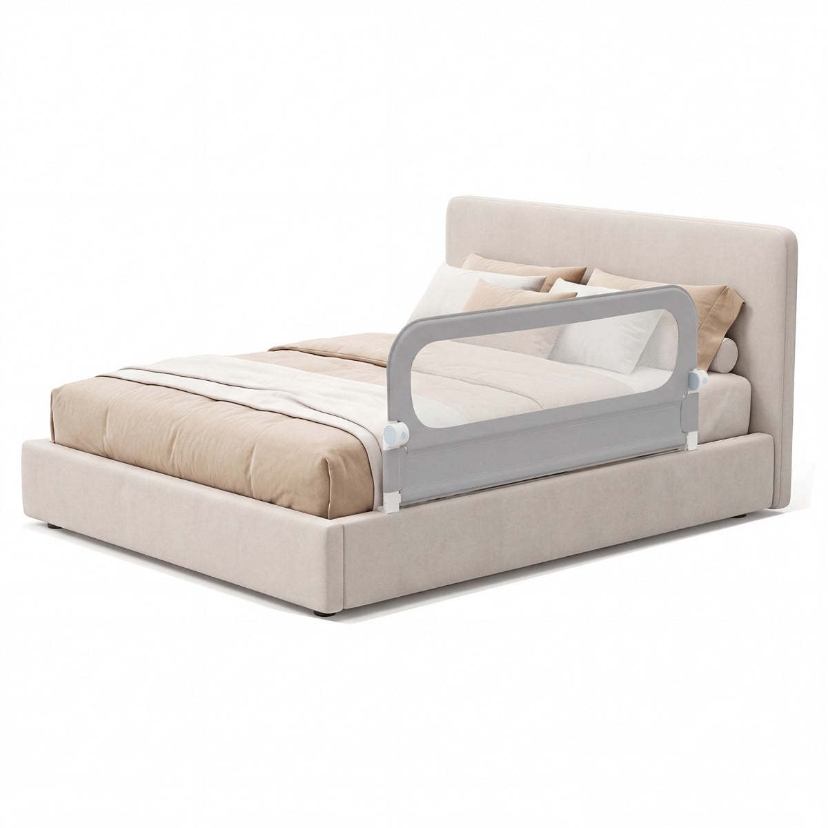 Foldable Bed Rail | Oxford Fabric Cover | U-Shaped Base | Grey