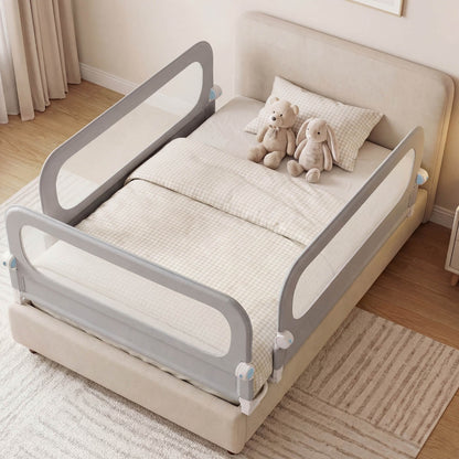 Foldable Bed Rail | Oxford Fabric Cover | U-Shaped Base | Grey