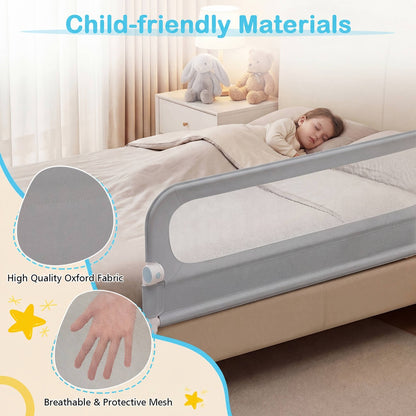 Foldable Bed Rail | Oxford Fabric Cover | U-Shaped Base | Grey