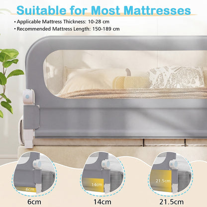 Foldable Bed Rail | Oxford Fabric Cover | U-Shaped Base | Grey