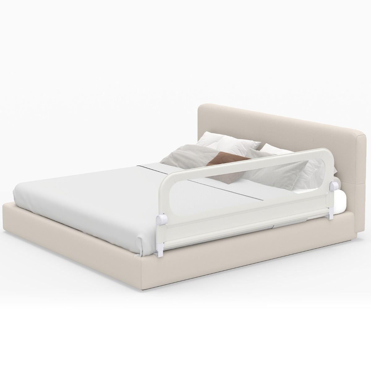 Foldable Bed Rail | 3 Height Adjustable | White Oxford Fabric