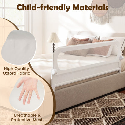 Foldable Bed Rail | 3 Height Adjustable | White Oxford Fabric