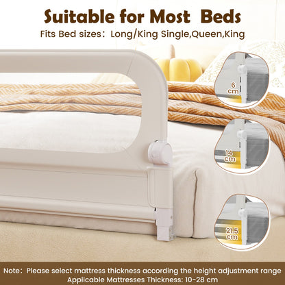Foldable Bed Rail | 3 Height Adjustable | White Oxford Fabric
