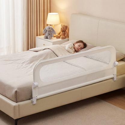 Foldable Bed Rail | Removable Oxford Cover U-Shaped Base White S