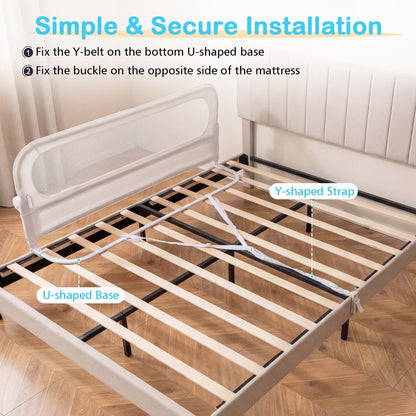 Foldable Bed Rail | Removable Oxford Cover U-Shaped Base White S