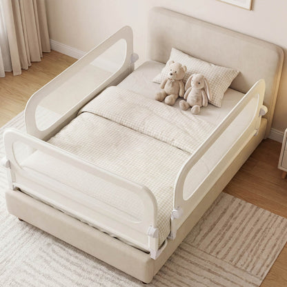 Foldable Bed Rail | Removable Oxford Cover U-Shaped Base White S