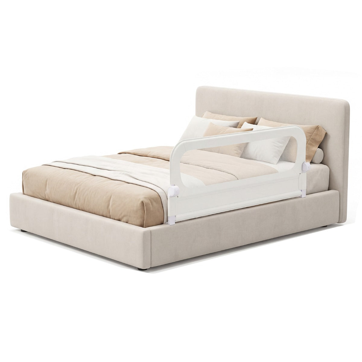 Foldable Bed Rail | Removable Oxford Cover U-Shaped Base White S