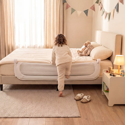 Foldable Bed Rail | Removable Oxford Cover U-Shaped Base White S