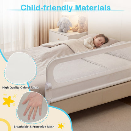 Foldable Bed Rail | Removable Oxford Cover U-Shaped Base White S