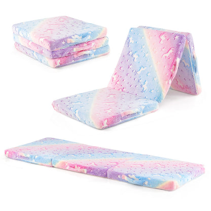 Tri-Fold Glow-in-Dark Floor Mattress | Pink Grey Colorful