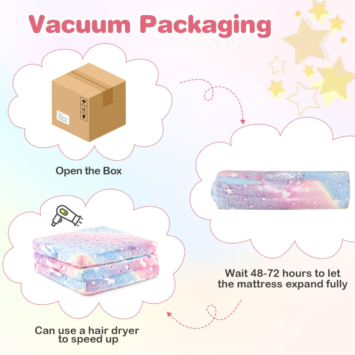 Tri-Fold Glow-in-Dark Floor Mattress | Pink Grey Colorful