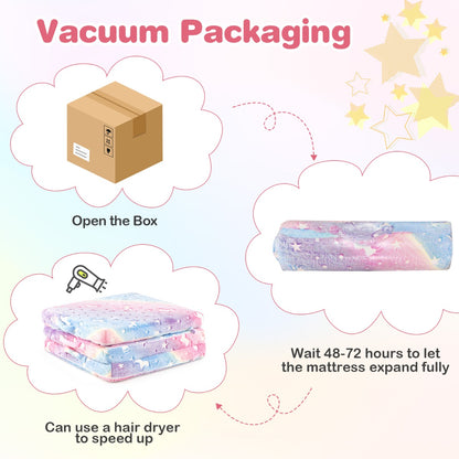 Tri-Fold Glow-in-Dark Floor Mattress | Pink Grey Colorful