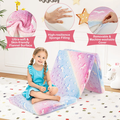 Tri-Fold Glow-in-Dark Floor Mattress | Pink Grey Colorful
