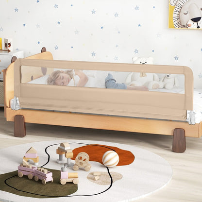 Foldable Toddler Bed Rail with Safety Straps - Beige