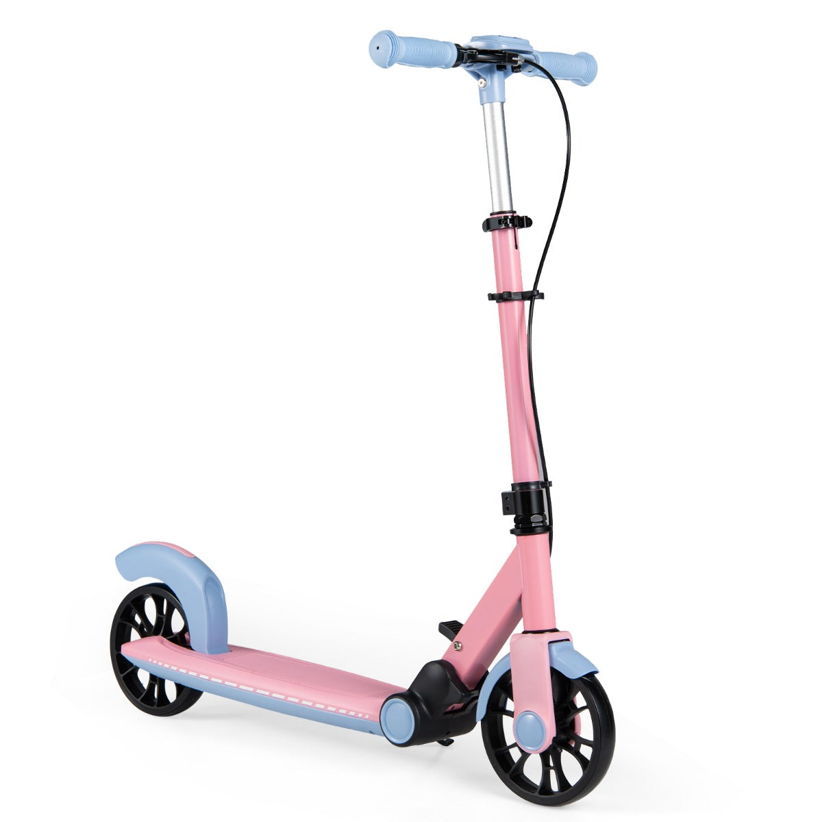 Foldable Scooter with 2 Light-up Wheels and 3-Height Adjustable Handle-Pink