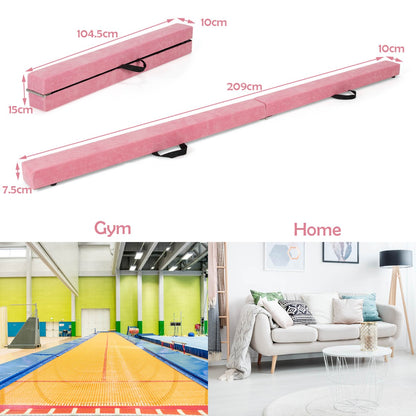 Folding Balance Beam | Pink EPE Foam & Wood Base for Home Training
