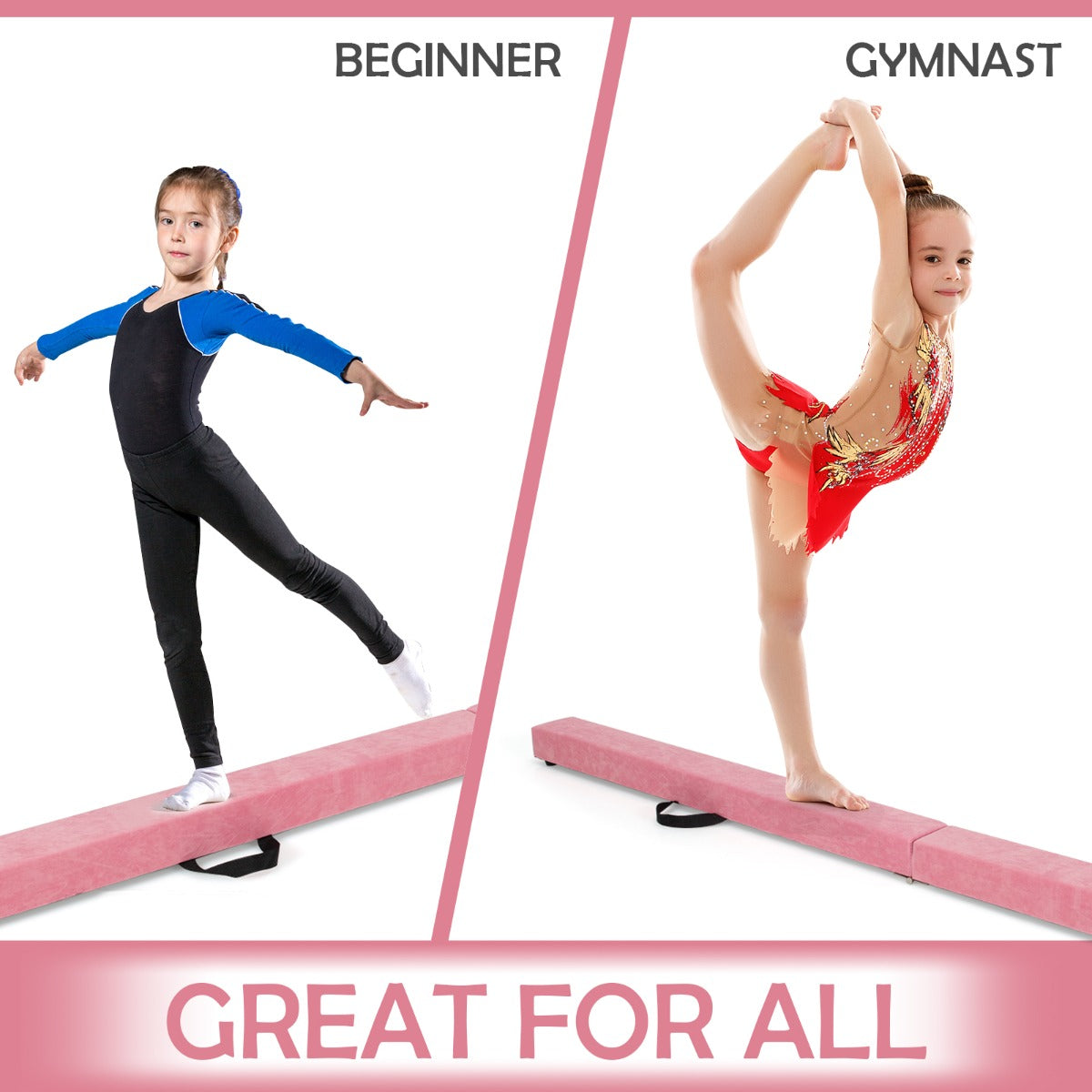 Folding Balance Beam | Pink EPE Foam & Wood Base for Home Training