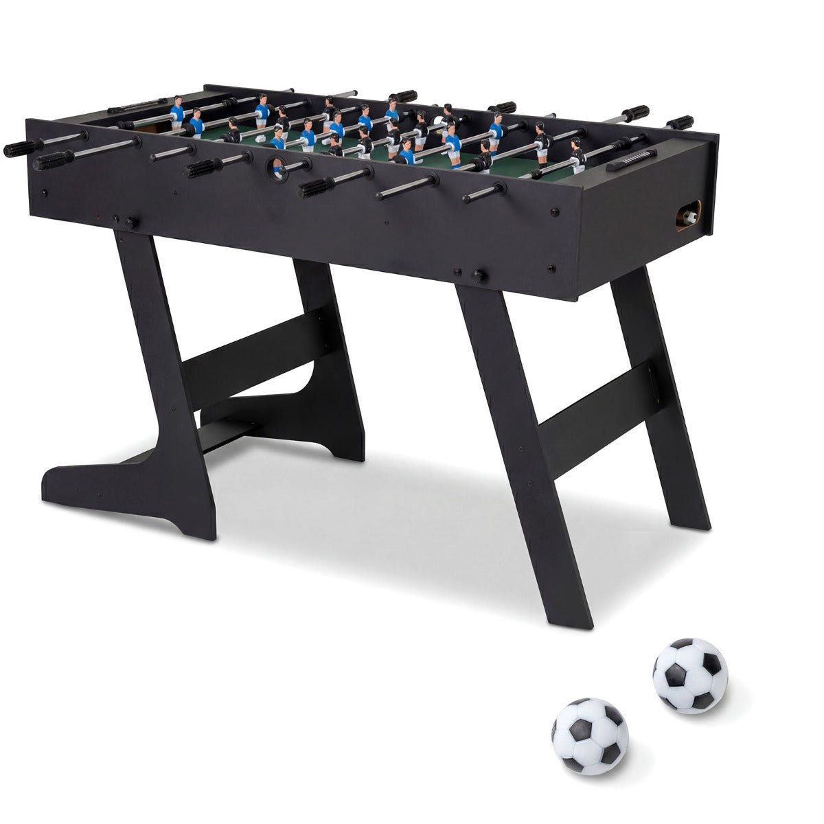 Folding Foosball Table with 2 Balls and Slide Scorers for Family Night-Black