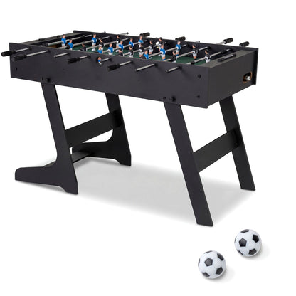 Folding Foosball Table with 2 Balls and Slide Scorers for Family Night-Black