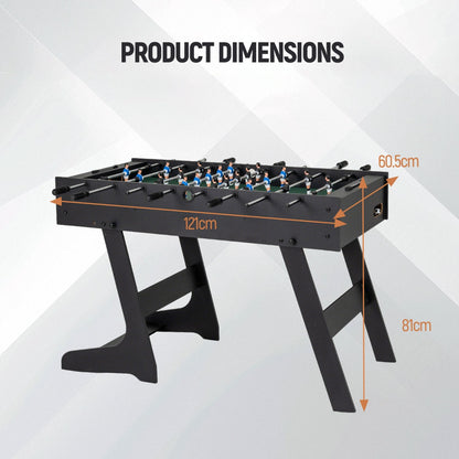 48" Black Folding Foosball Table | Competition Size with Balls