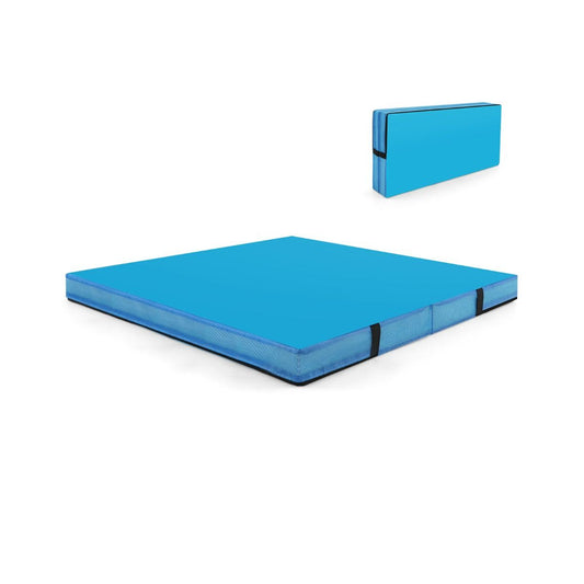 Folding Gymnastic Mat | 10cm Thick PU Leather Blue