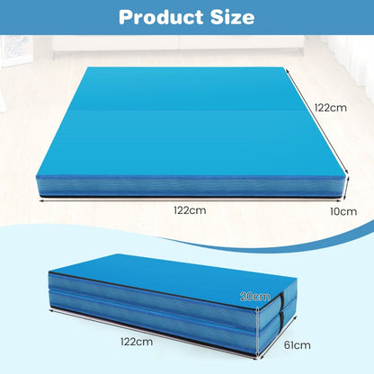 Folding Gymnastic Mat | 10cm Thick PU Leather Blue