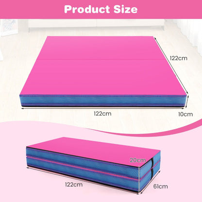 Folding Gymnastic Mat | PU Leather 10cm Thick Pink Exercise Mat