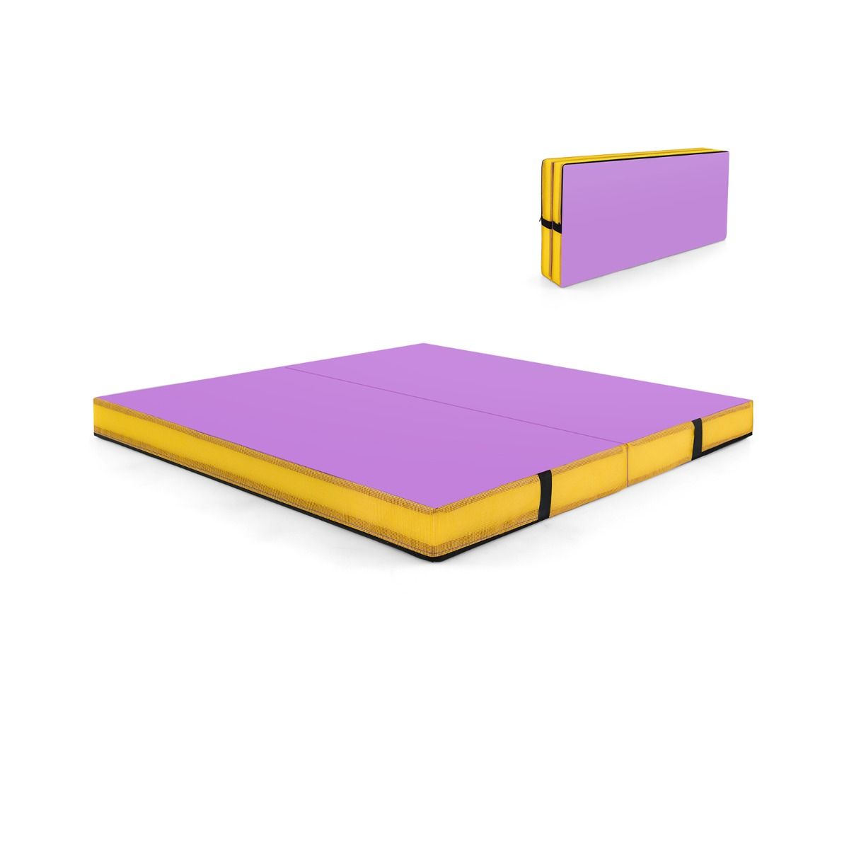 Folding Gymnastic Mat | Purple PU Leather 10cm Thick Portable