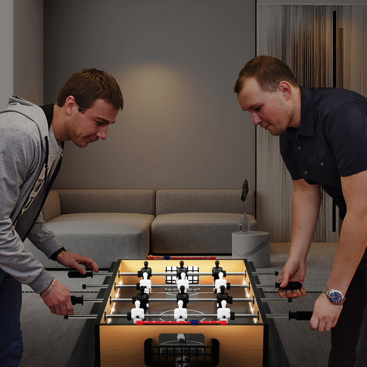 LED Light Up Foosball Table | 12 Players 2 Balls | Natural