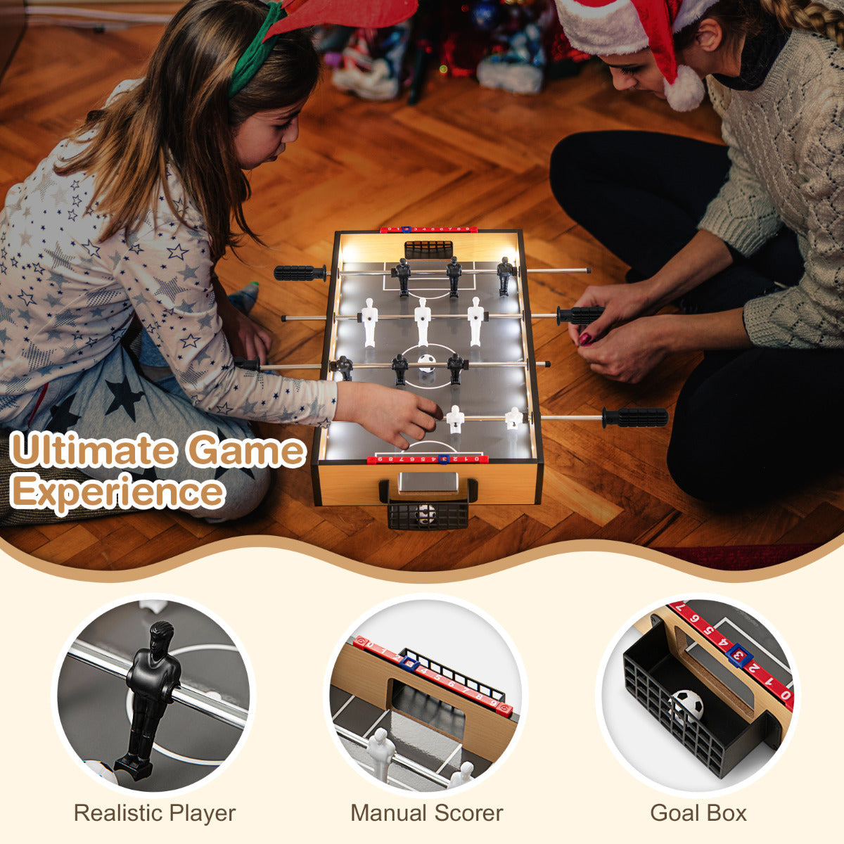 LED Light Up Foosball Table | 12 Players 2 Balls | Natural