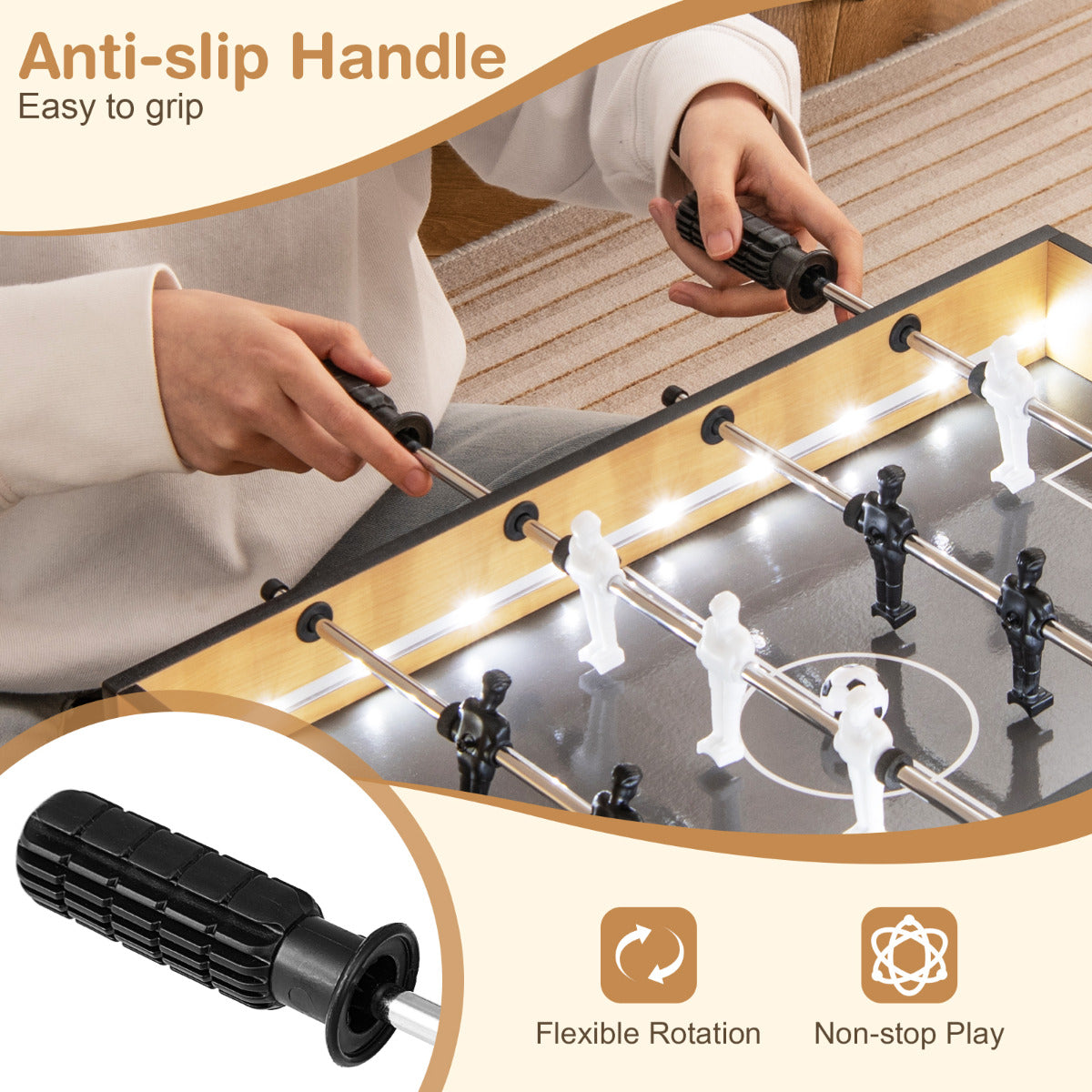 LED Light Up Foosball Table | 12 Players 2 Balls | Natural
