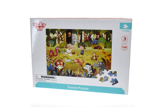 Colorful 100-piece forest jigsaw puzzle for kids, perfect for entertainment and skill-building.