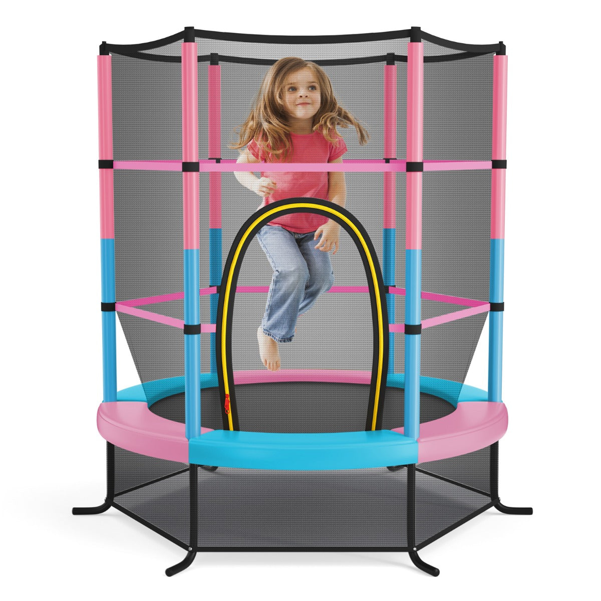 Kids Mini Trampoline with Enclosure Net | Macaron Multicolor 5.3Ft