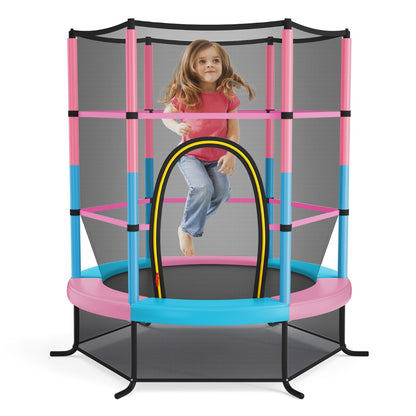 Kids Mini Trampoline with Enclosure Net | Macaron Multicolor 5.3Ft